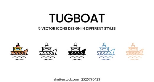 Tugboat ícones de vetor definir ilustração stock