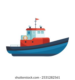 Tugboat Water Transport isolated flat vector illustration on white background