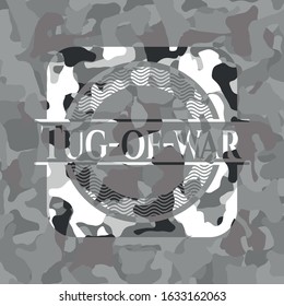 Tug-of-war grey camouflage emblem. Vector Illustration.
