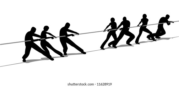 tug-of-war people silhouette vector