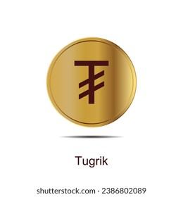 Tugrik coin icon round gold