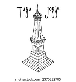 Ilustración de Tugu Jogja, vector dibujado a mano, monumento yogyakarta