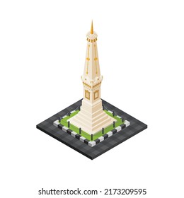 Tugu Jogjakarta famous Landmark monument Indonesia monument isometric illustration editable vector