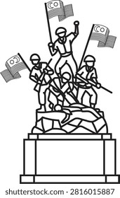 Tugu Negara Monument Vector Outline Icon