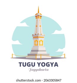 tugu yogya mean monument of yogyakarta indonesia landmark city vector illustration tourist vacation 