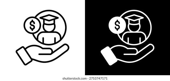 Tuition Assistance Icon whiteblack Vector Illustration