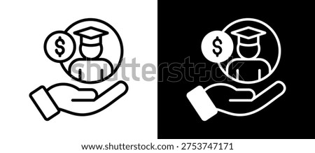 Tuition Assistance Icon whiteblack Vector Illustration