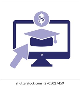 tuition cost icons. simple colored vector