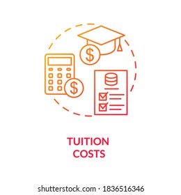 Tuition costs red gradient concept icon. Scholarship for student. Studying fee. Loan for university. College life idea thin line illustration. Vector isolated outline RGB color drawing