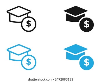 tuition fee icon black and white vector outline sign