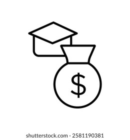 tuition fee icon Thin line art isolated