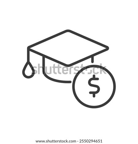 Tuition fees, icon in line design. Tuition, fees, education, payment, student, scholarship, college on white background vector. Tuition fees editable stroke icon