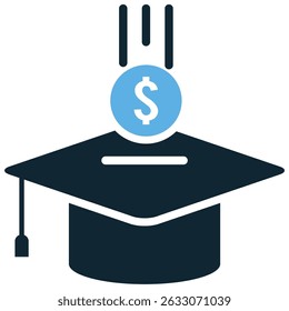 Tuition icon vector for education cost, school fee, and academic charge. Ideal for financial aid, class enrollment, and learning budget illustration in educational finance theme.