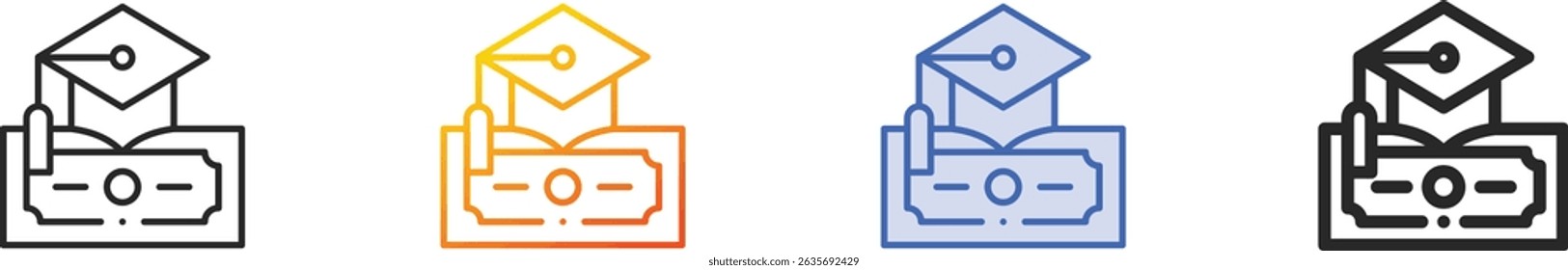 tuition icon.Thin Linear, Gradient, Blue Stroke and bold Style Design Isolated On White Background