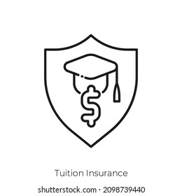 Tuition Insurance icon. Outline style icon design isolated on white background