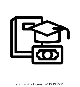 tuition line icon illustration vector graphic. Simple element illustration vector graphic, suitable for app, websites, and presentations isolated on white background