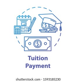 Tuition Payment Concept Icon. Education Cost. Financial Grant. Knowledge Investment. Counting College Savings Fund Idea Thin Line Illustration. Vector Isolated Outline Drawing