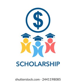 Tuition or scholarship logo in flat design. Education fee.