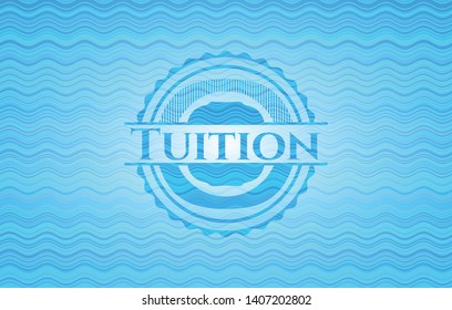 Tuition water style badge. Vector Illustration. Detailed.