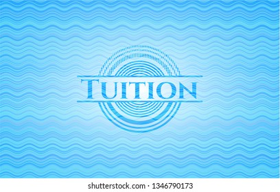 Tuition water wave concept badge background.
