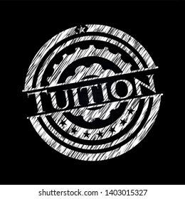 Tuition written on a blackboard. Vector Illustration. Detailed.