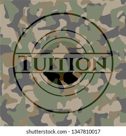 Tuition written on a camouflage texture