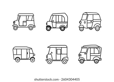 tuk tuk icon line art vector illustration