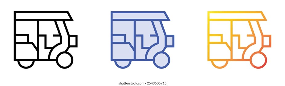 Tuk tuk icon. Linear, Blue Fill and Gradient Style Design Isolated On White Background