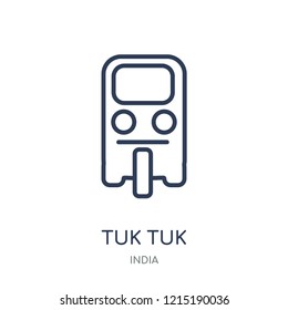 Tuk tuk icon. Tuk tuk linear symbol design from India collection. Simple outline element vector illustration on white background.