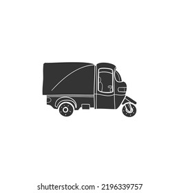 Tuk Tuk Icon Silhouette Illustration. Moto Taxi Vector Graphic Pictogram Symbol Clip Art. Doodle Sketch Black Sign.