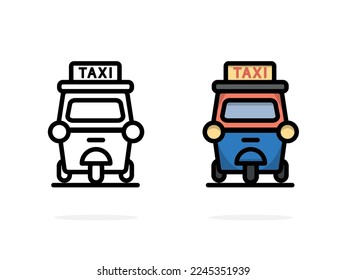 tuk tuk icono taxi viajar en tailandia icono símbolos de taxi para aplicación web logo icono de botón - Vector