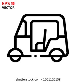 Tuk Tuk icon for transportation apps and websites. Eps 10 vector illustration.