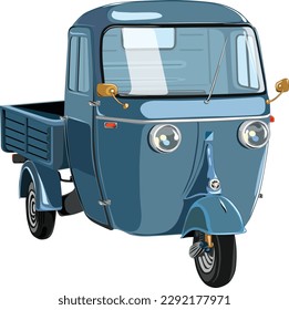 El tuk tuk se originó en 1948 gracias al diseño del ingeniero italiano Piaggio Ape. El primer vector de tuk tuk tiene un diseño distintivo y es lindo.