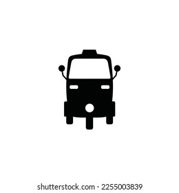 Signo de Tuk Tuk. Logo de taxi o de aparcamiento. Tuk tuk. Diseño minimalista plano. vector negro de fondo blanco. presentación de la tarjeta de anuncios de la etiqueta de servicio de marca de producto.