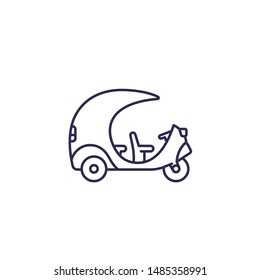 Tuk Tuk taxi line icon, side view