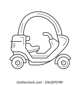 Tuk tuk vector line icon isolated on white background. Tuk tuk line icon for infographic, website or app. Icon designed on a grid system.