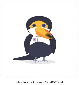 Tukan bird baby, little funny toy, vector