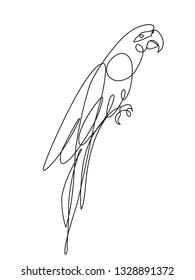 Símbolo de pájaro de Tukan.Dibujo continuo de una línea. Logo del pájaro loro. Ilustración del vector