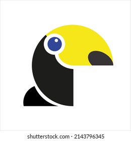 Tukan geometrisches Logo. Tukan auf weißem Hintergrund. Geometrisches Logo für tropische Vögel. Vektorgrafik.