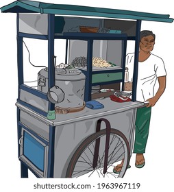 Tukang Bakso Vector, meatball vector, bakso keliling. Vector illustration
