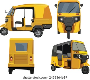 Tuk-tuk from all sides design , White background