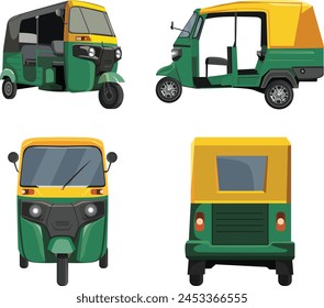 Tuk-tuk from all sides design , White background