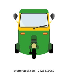 The tuk-tuk or Auto Rickshaw front view vector, illustration. CNG auto India.