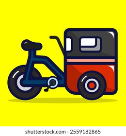 Tuktuk bicycle icon. Traditional transportation concept. Isolated on premium design. Lineal color cartoon style. 