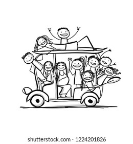 Tuk-tuk with company of friends goes to surfing