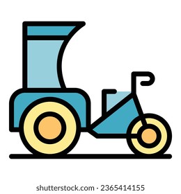 Tuktuk icon outline vector. Trishaw bike. Indian tricycle color flat