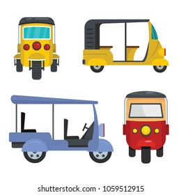 Tuktuk icons set. Flat illustration of 4 tuktuk vector icons for web