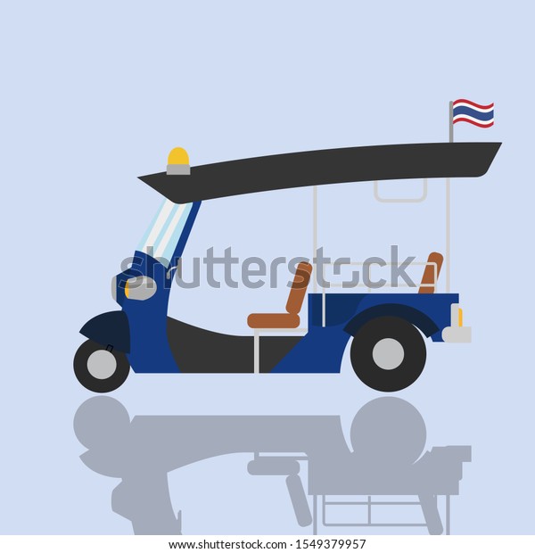 Tuk-tuk
thailand transport service car vector illustration.Flat traditional
car Thailand.Vintage vehicle with Thai
flag