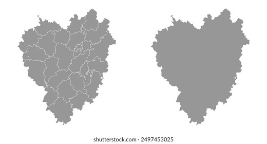 Tula Oblast map, administrative division of Russia. Vector illustration.