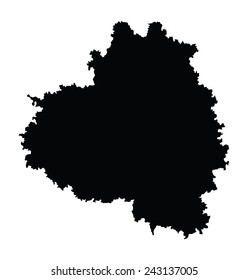 Tula Oblast map silhouette vector isolated on white background. High detailed silhouette illustration. Russia oblast map illustration. 